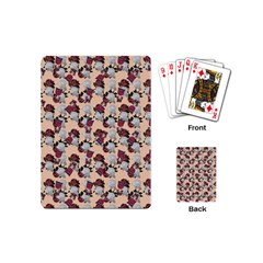 Vintage Floral And Goth Girl Peach Bg Playing Cards Single Design (mini)