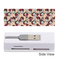 Vintage Floral And Goth Girl Peach Bg Memory Card Reader (stick) by snowwhitegirl