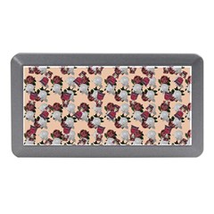 Vintage Floral And Goth Girl Peach Bg Memory Card Reader (mini) by snowwhitegirl