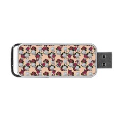 Vintage Floral And Goth Girl Peach Bg Portable Usb Flash (one Side) by snowwhitegirl