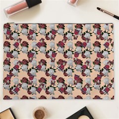 Vintage Floral And Goth Girl Peach Bg Cosmetic Bag (xxl) by snowwhitegirl