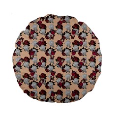 Vintage Floral And Goth Girl Peach Bg Standard 15  Premium Round Cushions by snowwhitegirl