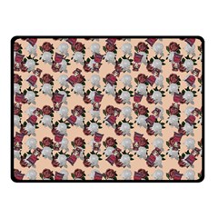 Vintage Floral And Goth Girl Peach Bg Double Sided Fleece Blanket (small)  by snowwhitegirl