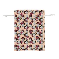 Vintage Floral And Goth Girl Peach Bg Lightweight Drawstring Pouch (m) by snowwhitegirl