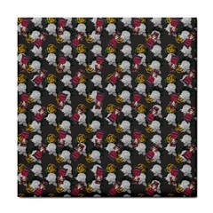 Vintage Floral And Goth Girl Grey Bg Tile Coaster by snowwhitegirl