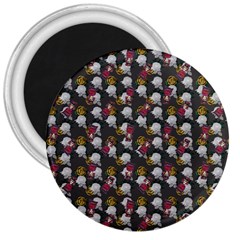 Vintage Floral And Goth Girl Grey Bg 3  Magnets by snowwhitegirl