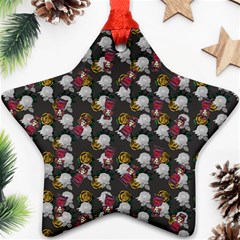 Vintage Floral And Goth Girl Grey Bg Ornament (star)