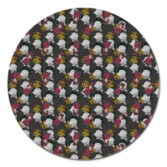 Vintage Floral And Goth Girl Grey Bg Magnet 5  (round) by snowwhitegirl