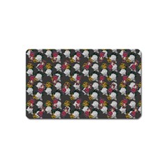 Vintage Floral And Goth Girl Grey Bg Magnet (name Card) by snowwhitegirl