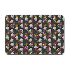 Vintage Floral And Goth Girl Grey Bg Small Doormat  by snowwhitegirl