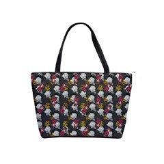 Vintage Floral And Goth Girl Grey Bg Classic Shoulder Handbag by snowwhitegirl