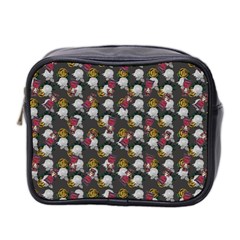 Vintage Floral And Goth Girl Grey Bg Mini Toiletries Bag (two Sides) by snowwhitegirl