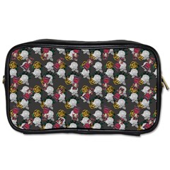 Vintage Floral And Goth Girl Grey Bg Toiletries Bag (two Sides) by snowwhitegirl