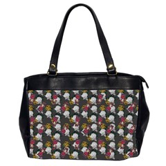 Vintage Floral And Goth Girl Grey Bg Oversize Office Handbag (2 Sides) by snowwhitegirl