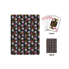 Vintage Floral And Goth Girl Grey Bg Playing Cards Single Design (mini)