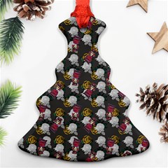 Vintage Floral And Goth Girl Grey Bg Christmas Tree Ornament (two Sides)