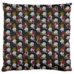 Vintage Floral And Goth Girl Grey Bg Large Cushion Case (two Sides) by snowwhitegirl