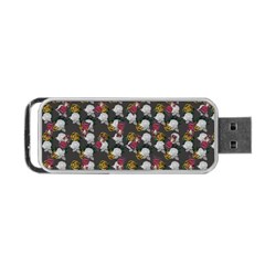 Vintage Floral And Goth Girl Grey Bg Portable Usb Flash (two Sides) by snowwhitegirl