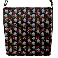 Vintage Floral And Goth Girl Grey Bg Flap Closure Messenger Bag (s) by snowwhitegirl