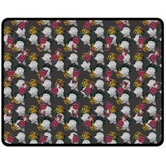 Vintage Floral And Goth Girl Grey Bg Double Sided Fleece Blanket (medium)  by snowwhitegirl