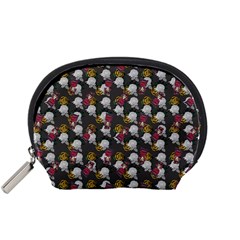 Vintage Floral And Goth Girl Grey Bg Accessory Pouch (small) by snowwhitegirl