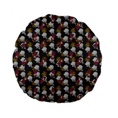 Vintage Floral And Goth Girl Grey Bg Standard 15  Premium Flano Round Cushions by snowwhitegirl