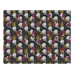 Vintage Floral And Goth Girl Grey Bg Double Sided Flano Blanket (large)  by snowwhitegirl