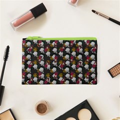 Vintage Floral And Goth Girl Grey Bg Cosmetic Bag (xs) by snowwhitegirl