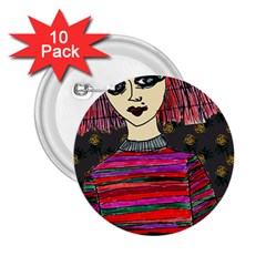 Floral Band Goth Girl Grey Bg 2 25  Buttons (10 Pack) 