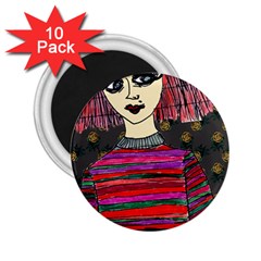 Floral Band Goth Girl Grey Bg 2 25  Magnets (10 Pack)  by snowwhitegirl