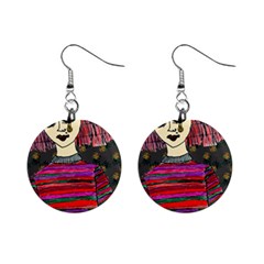 Floral Band Goth Girl Grey Bg Mini Button Earrings by snowwhitegirl