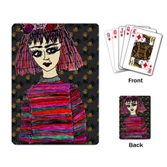 Floral Band Goth Girl Grey Bg Playing Cards Single Design (rectangle)