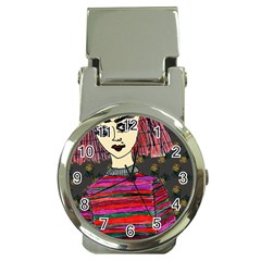 Floral Band Goth Girl Grey Bg Money Clip Watches by snowwhitegirl