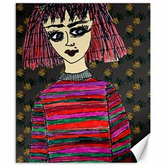 Floral Band Goth Girl Grey Bg Canvas 8  X 10  by snowwhitegirl