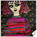 Floral Band Goth Girl Grey Bg Canvas 12  x 12  11.4 x11.56  Canvas - 1