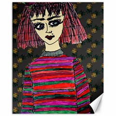 Floral Band Goth Girl Grey Bg Canvas 16  X 20  by snowwhitegirl