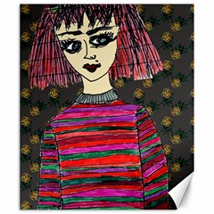 Floral Band Goth Girl Grey Bg Canvas 20  X 24  by snowwhitegirl