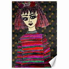 Floral Band Goth Girl Grey Bg Canvas 20  X 30  by snowwhitegirl