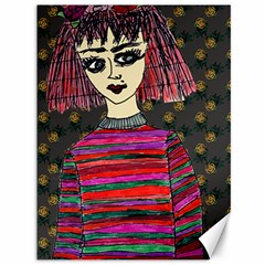 Floral Band Goth Girl Grey Bg Canvas 36  X 48  by snowwhitegirl