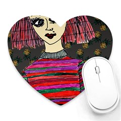 Floral Band Goth Girl Grey Bg Heart Mousepads by snowwhitegirl