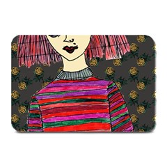 Floral Band Goth Girl Grey Bg Plate Mats by snowwhitegirl