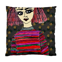 Floral Band Goth Girl Grey Bg Standard Cushion Case (two Sides) by snowwhitegirl