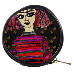 Floral Band Goth Girl Grey Bg Mini Makeup Bag by snowwhitegirl