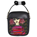 Floral Band Goth Girl Grey Bg Girls Sling Bag Front