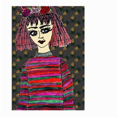 Floral Band Goth Girl Grey Bg Large Garden Flag (two Sides) by snowwhitegirl