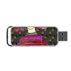 Floral Band Goth Girl Grey Bg Portable Usb Flash (two Sides) by snowwhitegirl