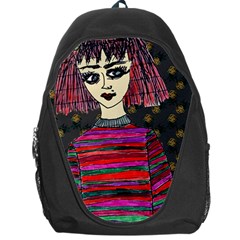 Floral Band Goth Girl Grey Bg Backpack Bag by snowwhitegirl