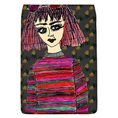 Floral Band Goth Girl Grey Bg Removable Flap Cover (l) by snowwhitegirl