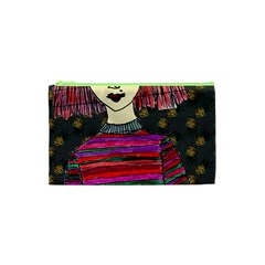 Floral Band Goth Girl Grey Bg Cosmetic Bag (xs) by snowwhitegirl