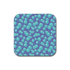 Blue Dandelions  Cute Plants Rubber Coaster (square)  by SychEva